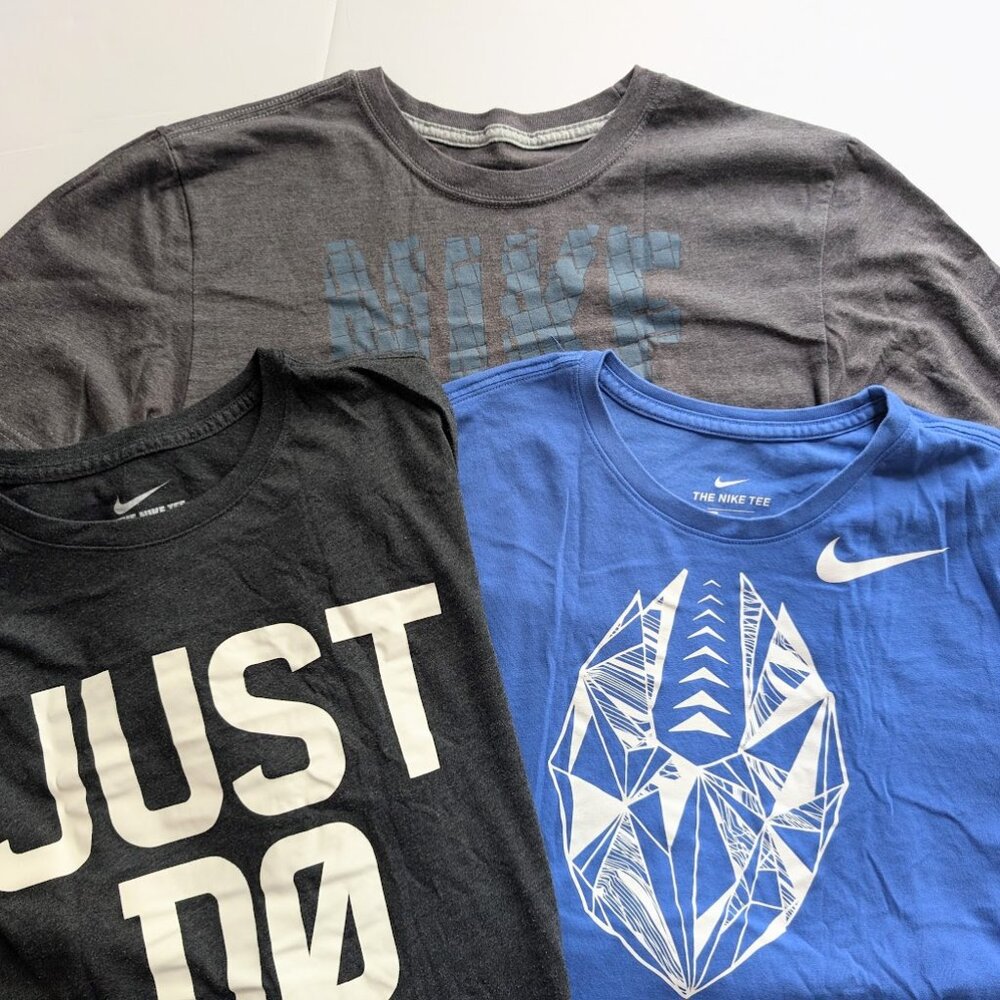 Lot of 3 Nike Mens T Shirt Grey / Royal Blue Athletic Sports Sz: L/M